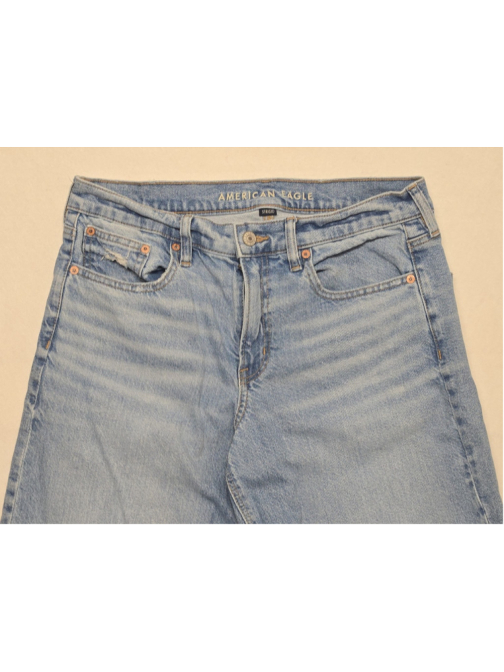 American Eagle Strigid Stovepipe Jeans High Rise Straight Leg 90s Y2K 8 Short - Picture 7 of 9